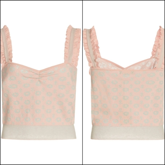 NWT LoveShackFancy Chia Crop Tank Floral Ruffle - Picture 12 of 12